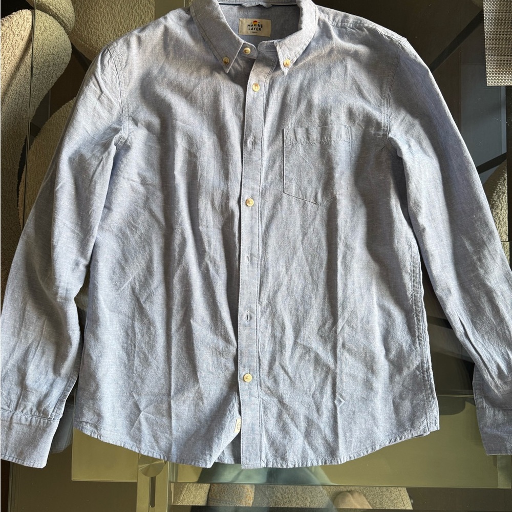 Marine Layer Light Blue Chambray Button-Up Shirt